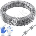 30 m cinkuota skustuvo spygliuota viela, 2 ritinėliai, dviguba spiralinė, skirta tvoroms.