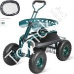 Sodo vežimėlis su ratukais iki 136 kg žalias