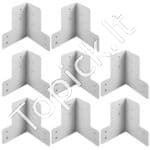 8 dalių kampinis laikiklis, cinkuotas plienas, 25,4 x 17,8 x 10 cm, baltas.