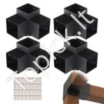 4 stulpelių jungčių rinkinys, 90° kampinis laikiklis, plienas, 270 x 270 x 202 mm.