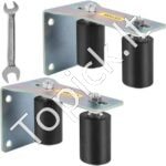 Vartų ritininis kreiptuvas su 90° laikikliu, 76 mm juodas nailoninis volas, 2 vnt.