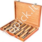 Medžio kaltų rinkinys su dėklu 12 vnt