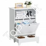 2 in 1 Pakelti maitinimo dubenėliai šunims su spintele 60x35x80cm