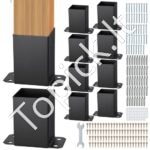 10 vnt. 4x4 stulpų bazės laikiklių, 91x91 mm, matinis juodas.