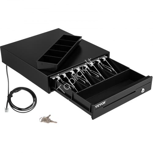 us2FQDXXJCTYCSC13706UV02Fgoods_img-v62Fsquare-cash-drawer-m100-1.2.jpg Kasos stalčius 33 cm, 12 V, su dėklu ir RJ11/RJ12 kabeliu. - Image 1