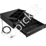 Kasos aparato stalčius, 16", 12 V, skirtas POS sistemai su 5 banknotų ir 6 monetų dėklu, nuimamu monetų skyriumi ir 2 raktais, RJ11/RJ12 kabelis, skirtas prekybos centrams, barams, kavinėms, restoranams