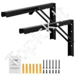 2 vnt. sulankstomi lentynų laikikliai, 24" L, matinis juodas, 5 mm storio, 136,08 kg apkrova