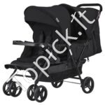 Sulankstomas dvivietis vaikų vežimėlis, juodas