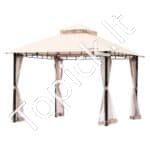 3 × 3 m pavėsinė 6-8 asmenims, su tinkleliu, metaliniu rėmu ir poliesteriu.