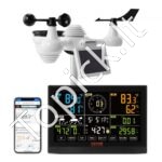 7-in-1 Wi-Fi orų stotis su 19 cm ekranu, temperatūrai, drėgmei, vėjui, lietui ir įspėjimais.