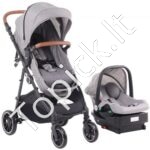 3in1 vaikų kelioninis vežimėlis, autokėdutė, tamsiai pilka + juoda