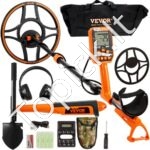 Vandeniui atsparus metalo detektorius 30 cm ritė, LCD ekranas, DSP lustas, "Bluetooth" ausinės, IP68 (99-127 cm)