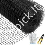 Aparatūros audinys 91 x 127 cm, 1"x1" akių, cinkuota viščiukų viela su žnyplėmis ir pirštinėmis.