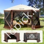 Iškylos pavėsinė palapinė su 6 pusėmis, saulės stoginė, 3.51 x 3.51 x 2.28 m