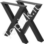 Juodos metalinės stalo kojos 72x60 cm, X rėmo stilius.