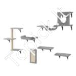 Sieninės kačių lentynos medis su hamaku 6 vnt