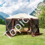 Iškylos pavėsinė palapinė su 6 pusėmis, saulės stoginė, ruda 3,81 x 3,81 x 2,28 m - Image 8