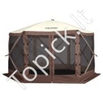 Iškylos pavėsinė palapinė su 6 pusėmis, saulės stoginė, ruda 3,81 x 3,81 x 2,28 m - Image 12