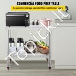 Nerūdijančio plieno darbo stalas, 76,2 x 61 x 89 cm, su 4 ratukais. - Image 8