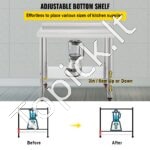Nerūdijančio plieno darbo stalas, 76,2 x 61 x 89 cm, su 4 ratukais. - Image 6