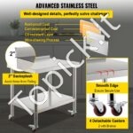 Nerūdijančio plieno darbo stalas, 76,2 x 61 x 89 cm, su 4 ratukais. - Image 5