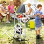 Nerūdijančio plieno komercinis darbo stalas, 610 x 381 x 1006 mm, su ratukais. - Image 2