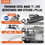 Nerūdijančio plieno darbo stalas, su 4 ratukais, 610x610mm. - Image 8