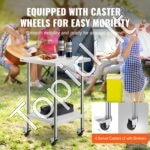 Nerūdijančio plieno darbo stalas, su 4 ratukais, 610x610mm. - Image 6