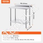 Nerūdijančio plieno darbo stalas, 610 x 914 x 914 mm. - Image 3