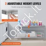 Nerūdijančio plieno darbo ir paruošimo stalas, komercinis darbo stalas, 610 x 1829 x 864 mm. - Image 5