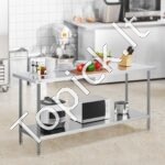 Nerūdijančio plieno darbo ir paruošimo stalas, komercinis darbo stalas, 610 x 1829 x 864 mm. - Image 2