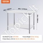 Nerūdijančio plieno komercinis darbo stalas virtuvei, 762 x 1219 x 864 mm. - Image 3