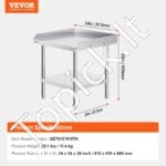 Nerūdijančio plieno darbo stalas, 610 x 610 x 660 mm. - Image 3