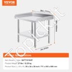 Nerūdijančio plieno darbo stalas, 610x711x660mm - Image 3