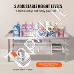 Nerūdijančio plieno darbo stalas, 762x1524x660 mm - Image 5