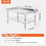 Nerūdijančio plieno darbo stalas, 762x1219x660 mm - Image 3