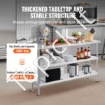 Nerūdijančio plieno maisto paruošimo stalas, 356x1524x864 mm. - Image 7