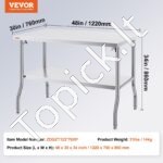 Komercinis sulankstomas darbo stalas 1220x760x860 mm, nerūdijančio plieno, 350 kg talpa. - Image 3