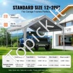 Garažo stogo palapinės pastogė automobiliui 3,7 x 6 m pilka - Image 3