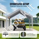 Garažo stogo palapinės pastogė automobiliui 3,7 x 6 m pilka - Image 4