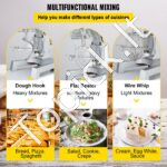 Elektrinis 1100 W virtuvinis kombainas, 30 l, universalus tešlos aparatas. - Image 5