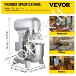 Elektrinis 1100 W virtuvinis kombainas, 30 l, universalus tešlos aparatas. - Image 3