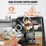 Mėsmalė, 419 Lb/H, 575W (1100W MAX), su 2 ašmenimis, 3 malimo plokštėmis ir dešrainių gaminimo įrenginiu, liejamo aliuminio, ETL sertifikuota. - Image 7