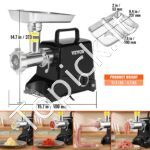 Mėsmalė, 419 Lb/H, 575W (1100W MAX), su 2 ašmenimis, 3 malimo plokštėmis ir dešrainių gaminimo įrenginiu, liejamo aliuminio, ETL sertifikuota. - Image 3