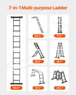 Daugiafunkcinės sulankstomos kopėčios 7-in-1, 3 žingsniai, 3,6 m su pastolių lenta. - Image 8