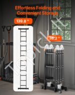Daugiafunkcinės sulankstomos kopėčios 7-in-1, 3 žingsniai, 3,6 m su pastolių lenta. - Image 5