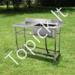 Nerūdijančio plieno kriauklė su maišytuvu ir kojomis, 43 x 33 x 22 cm. - Image 2