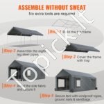 Automobilių stoginė/garažas 180 g/m²  3 x 6 x 2,8 m pilkas - Image 5