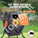 Komposteris 70 L, 360° pasukamas, daugiafunkcis, 605 x 510 x 730 mm, 20 kg talpa su pirštinėmis - Image 3