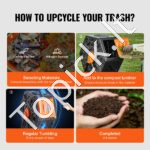 Komposteris 70 L, 360° pasukamas, daugiafunkcis, 605 x 510 x 730 mm, 20 kg talpa su pirštinėmis - Image 6